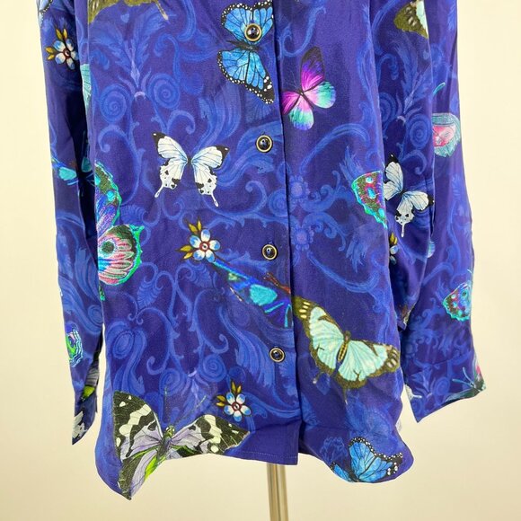 $310 NWOT Johnny Was Marina Butterfly Button Down Long Sleeves Silk Blouse Sz S - Picture 4 of 13